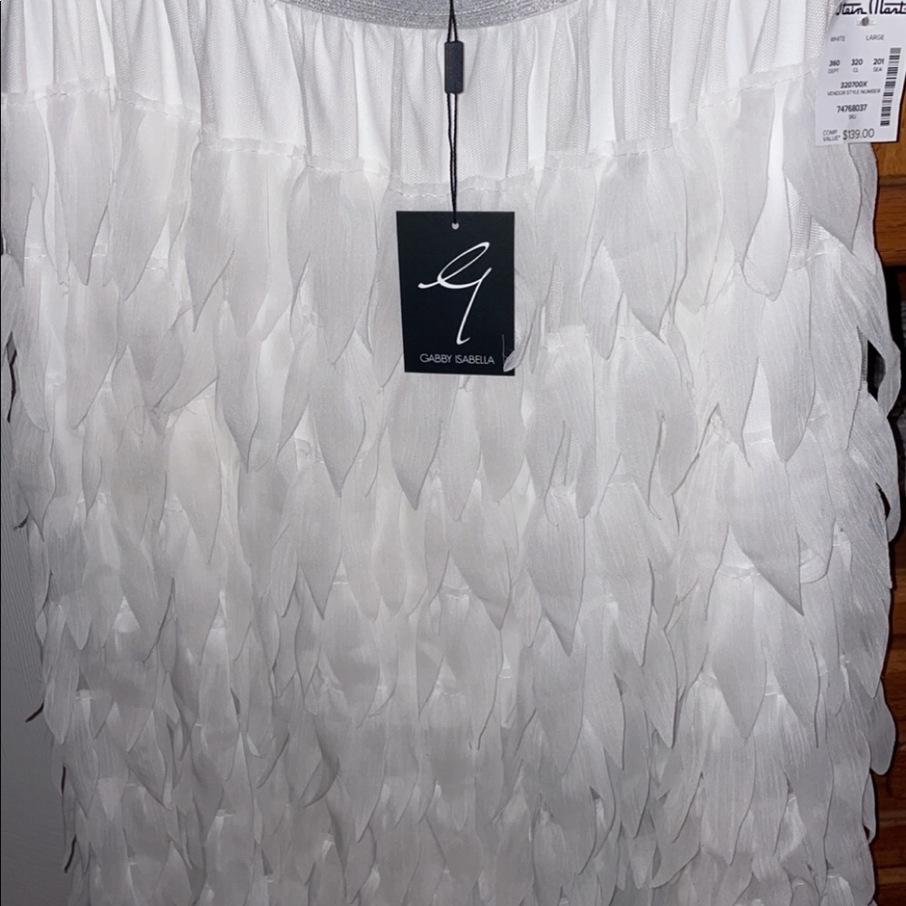 NWT Gabby Isabella Feather Skirt, White
